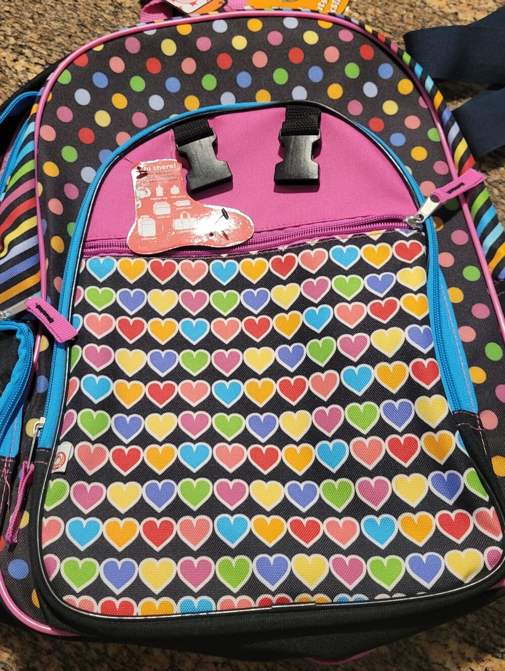 Kids Heart Print Backpack - Multicolor